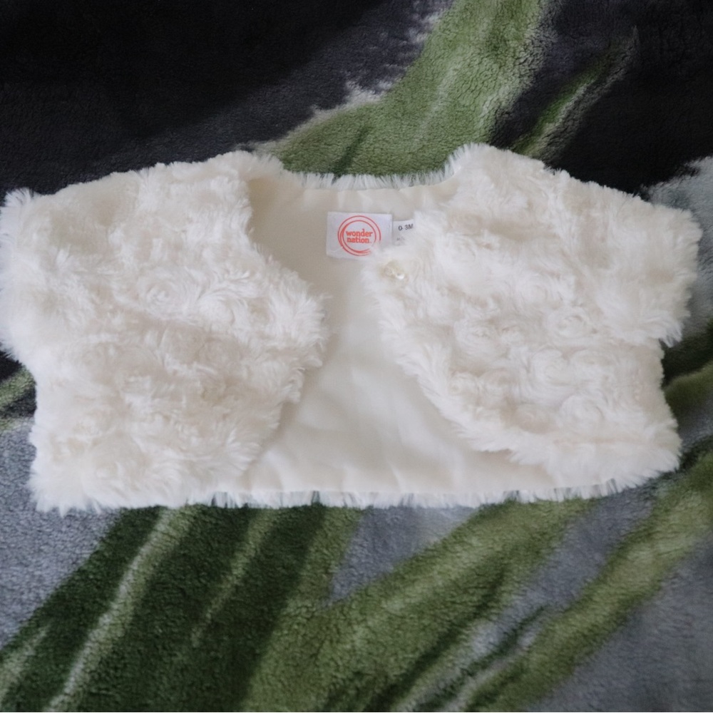 0-3M Baby Girl White Fur Coat
